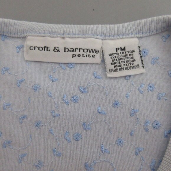 Croft & Barrow T-Shirt Sz Petite Medium Round Neck Short Sleeve Embroidered Tee - Picture 4 of 7